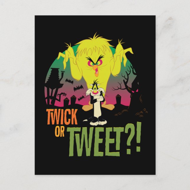 "Twick or Tweet" TWEETY™ & SYLVESTER™ Invitation Postcard (Front)