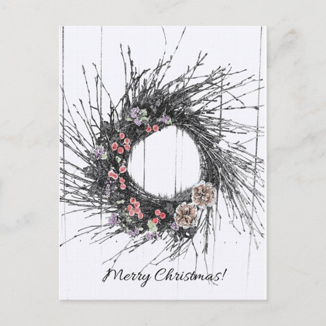 twig wreath christmas card (Front)