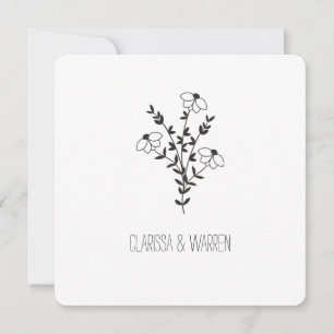 Twigs and Flowers In Black Modern & Minimalist Invitation