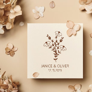 Twigs and Flowers Monogrammed Modern & Minimalist Rubber Stamp