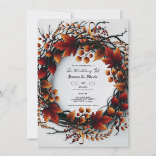 Twigs & Leaves Elegant Fall Floral Autumn Wedding Invitation