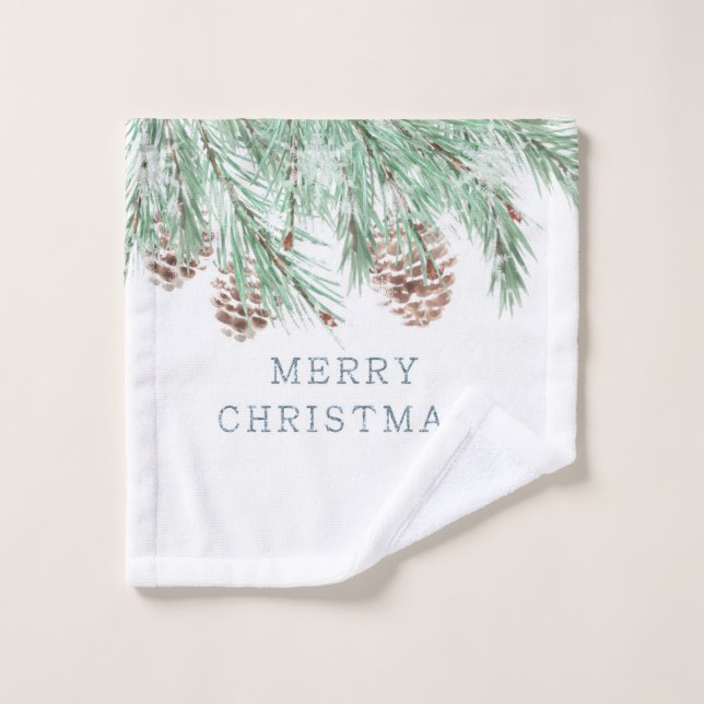 twigs with cones, Christmas, Christmas cones Wash Cloth (Wash Cloth)