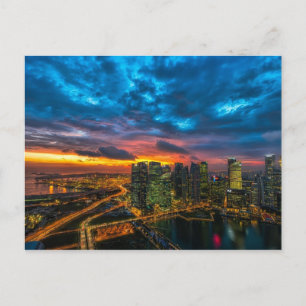 Twilght Manhattan City Skyline Postcard