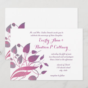 Twilight and Magenta Purple Floral Wedding Invites