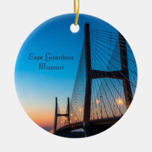 Twilight At Bill Emerson Bridge Ceramic Tree Decoration