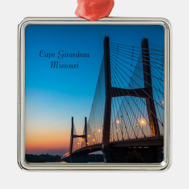 Twilight At Bill Emerson Bridge Metal Tree Decoration (Front)