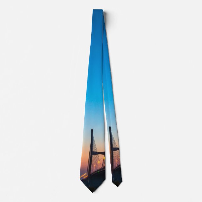Twilight At Bill Emerson Bridge Neck Tie (Front)