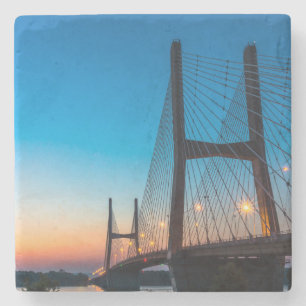 Twilight At Bill Emerson Bridge Stone Coaster