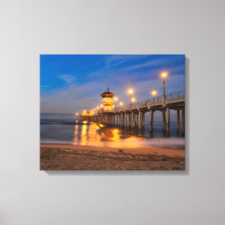 Twilight at Huntington Beach California Canvas Print