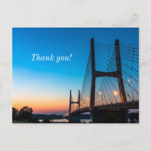 Twilight At The Bill Emerson Bridge Thank You Postcard
