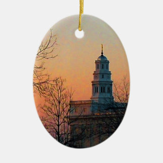 Twilight at the Nauvoo Temple Ceramic Tree Decoration