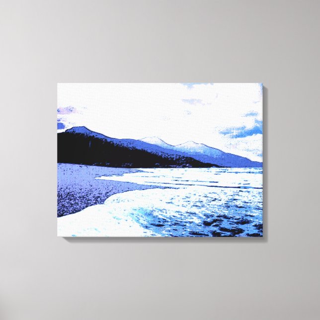 Twilight beach in shades of blue canvas print (Front)