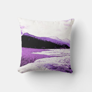Twilight beach in violet and purple cushion