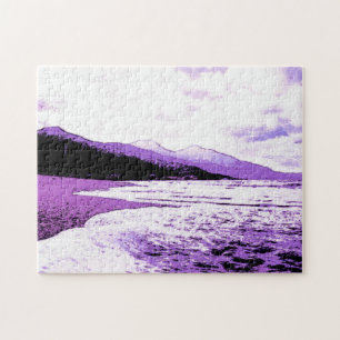 Twilight Beach in Violet and Purple Jigsaw Puzzle