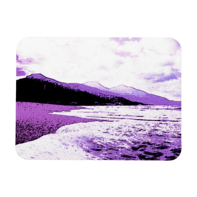 Twilight beach in violet and purple magnet (Horizontal)