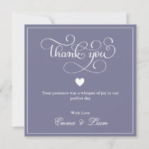Twilight Bloom Minimal Wedding Flat Thankyou Card