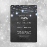 Twilight Blue String Lights Wedding Invitation<br><div class="desc">This pretty wedding invitation is perfect for an evening or twilight wedding ceremony. It features strings of glowing blue mason jars and lights at the top on both the front and back. The strings of lights glow against a dark twilight chalkboard style background. Below the lights is your custom text...</div>