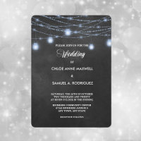 Twilight Blue String Lights Wedding Invitation