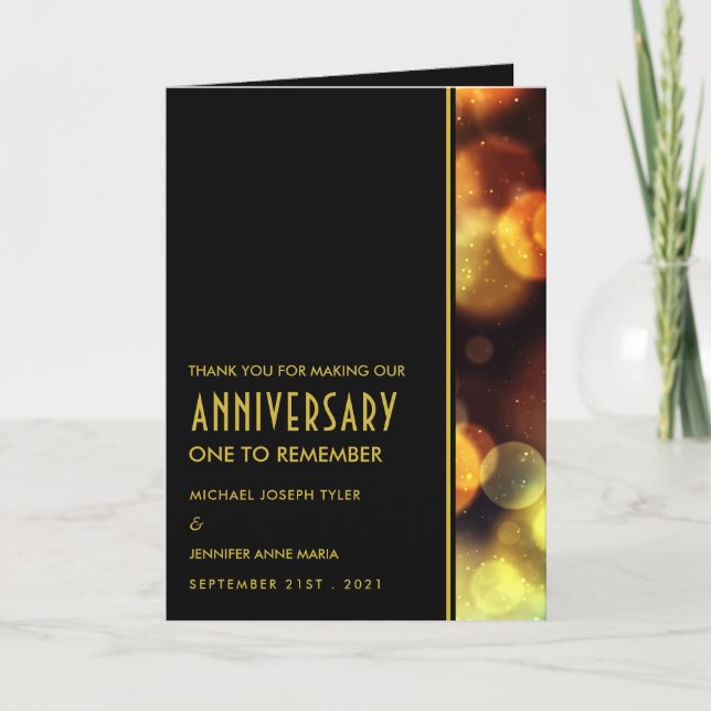 Twilight Bokeh Lights, Anniversary Thank You Card (Front)