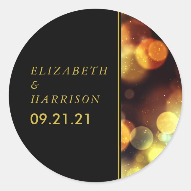 Twilight Bokeh Lights Wedding Classic Round Sticker (Front)