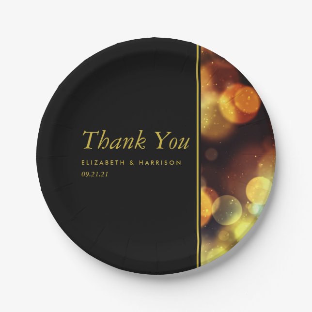 Twilight Bokeh Lights Wedding Paper Plate (Front)