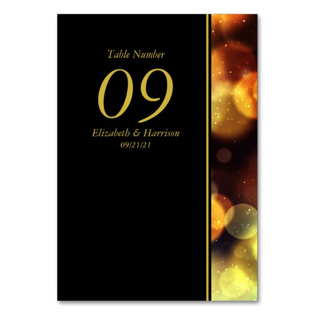 Twilight Bokeh Lights Wedding Table Number (Front)