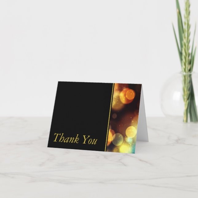 Twilight Bokeh Lights Wedding Thank You Card (Front)