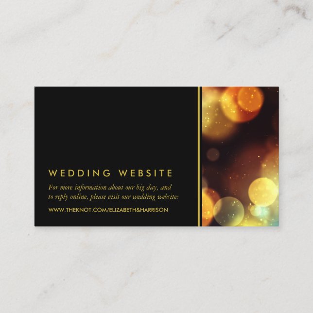Twilight Bokeh Lights Wedding Website Enclosure Card (Front)