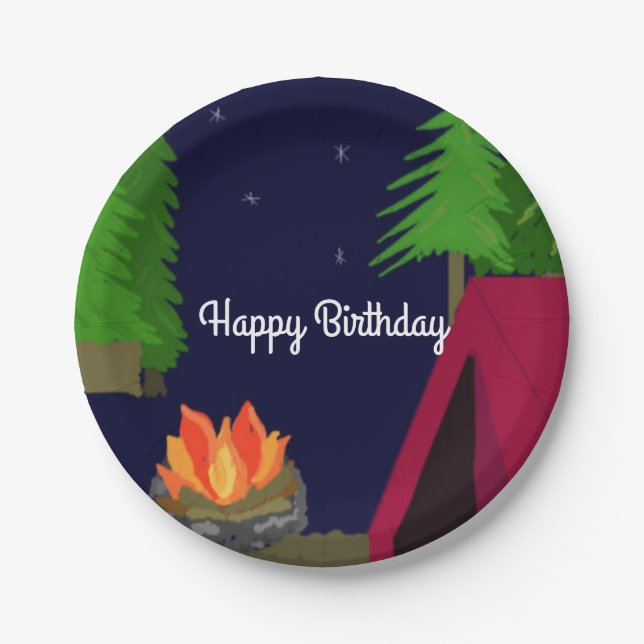 Twilight Campsite Birthday Paper Plate (Front)