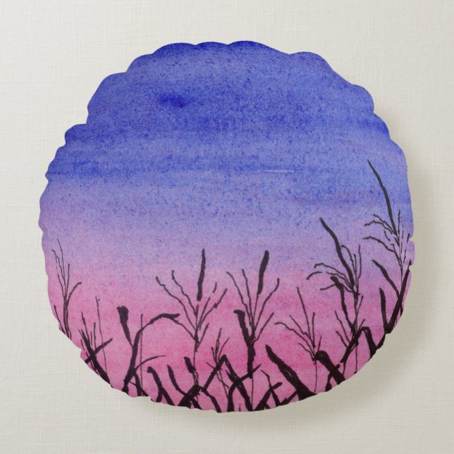 Twilight Corn Field Round Cushion (Front)