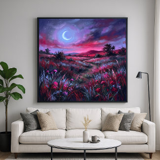 Twilight Crescent - Impressionistic Landscape Poster