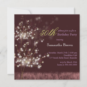 Twilight Dandelion 50th Birthday Party Invitation