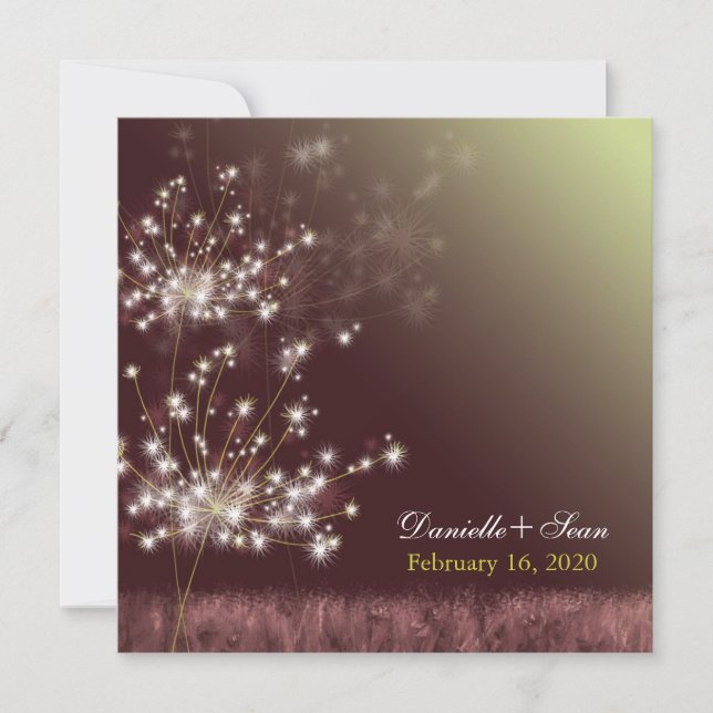 Twilight Dandelion Autumn Garden Wedding Invitation (Front)