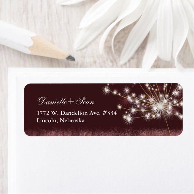 Twilight Dandelion Wedding Return Address (Insitu)