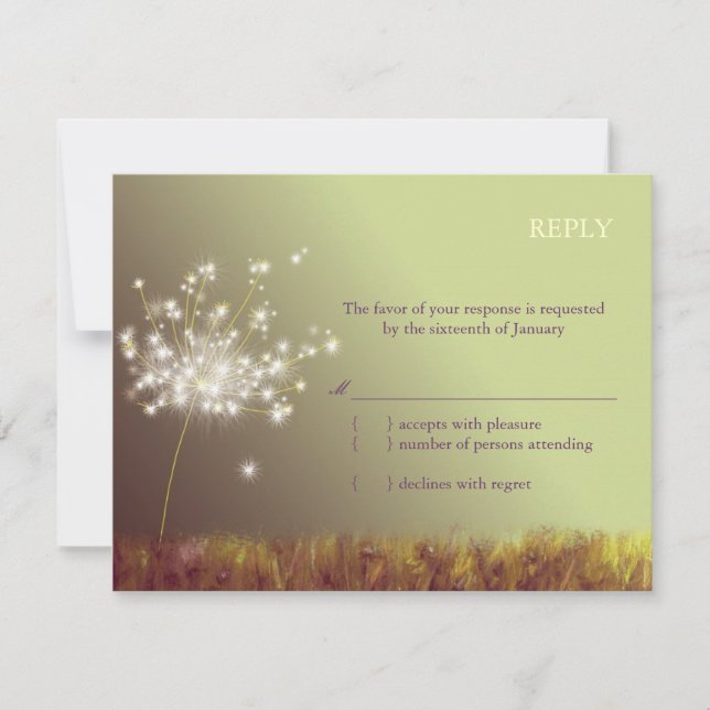 Twilight Dandelion Wedding RSVP (Front)