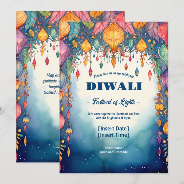 Twilight Diwali Elegance Invitation (Front/Back)