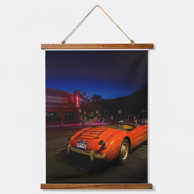 Twilight Drive – Classic MG in Glenwood Springs Hanging Tapestry (Front)