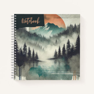 Twilight Ember – Watercolor Forest Reflections Notebook