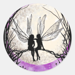 Twilight Fairy Art Stickers, Fairy Silhouettes Classic Round Sticker