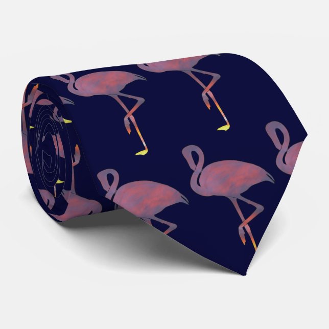 Twilight Flamingo Stylized Sunset Tie (Rolled)