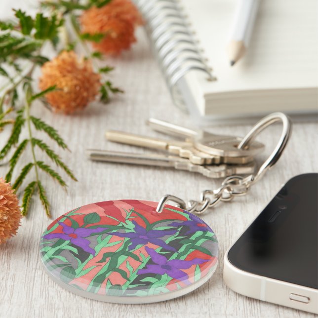 Twilight Floral Garden  Key Ring (Front Right)