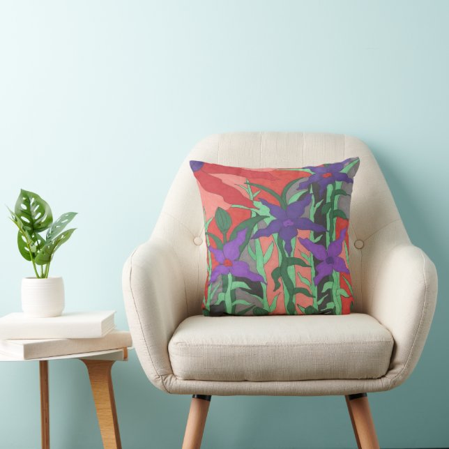 Twilight Floral Garden Throw Pillow (Chair)