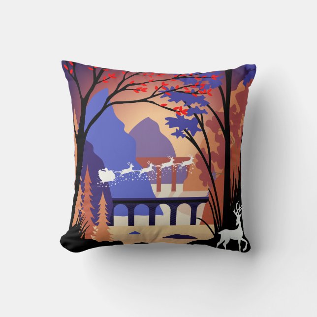 Twilight Forest Christmas Santa Sleigh Cushion (Front)