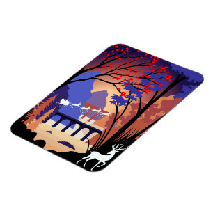 Twilight Forest Christmas Santa Sleigh Magnet