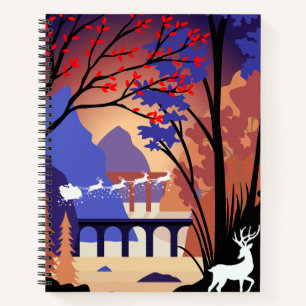 Twilight Forest Christmas Santa Sleigh Notebook