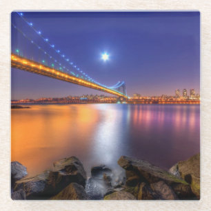 Twilight, George Washington BridgePalisades, NJ. Glass Coaster