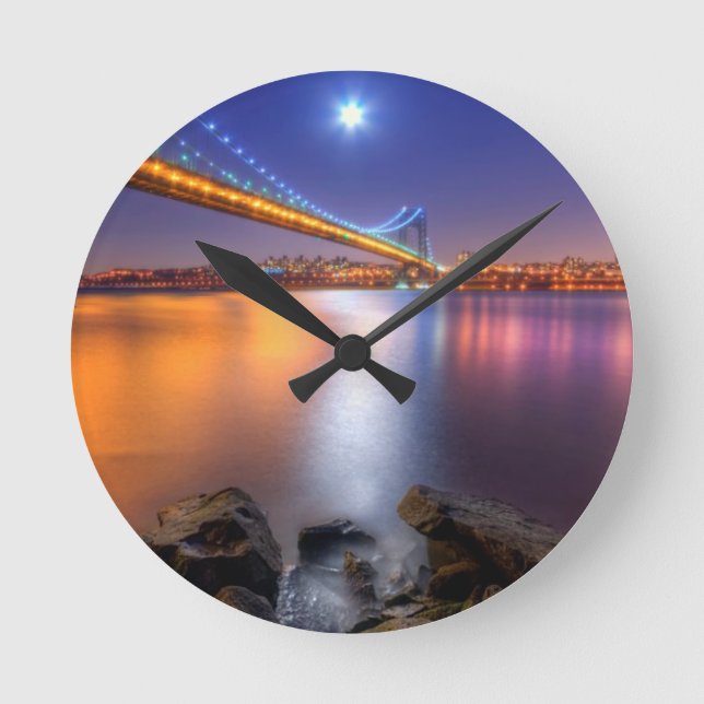 Twilight, George Washington BridgePalisades, NJ. Round Clock (Front)