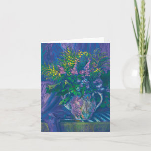 Twilight & Goldenrod Wildflowers Pastel Painting Holiday Card