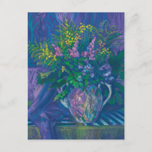 Twilight & Goldenrod Wildflowers Pastel Painting Postcard