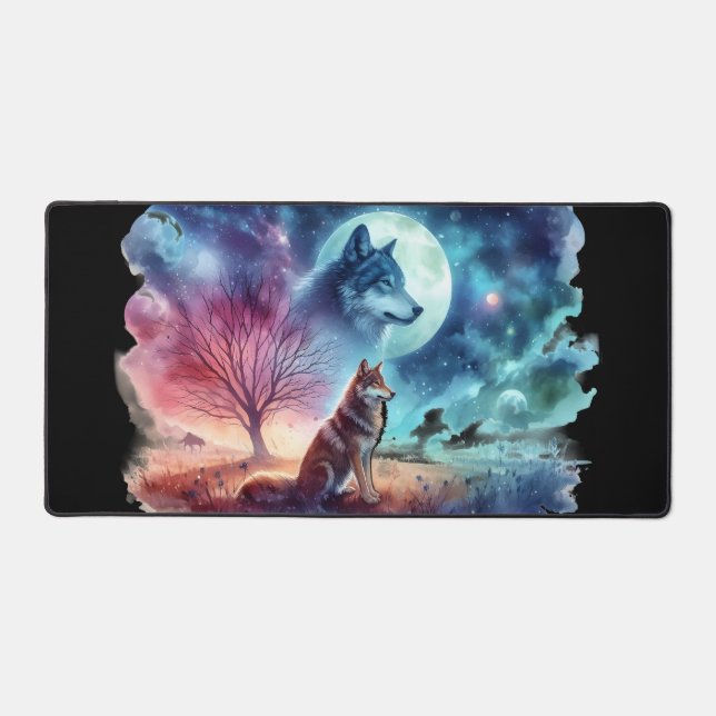Twilight Guardian Wolf Desk Mat (Front)